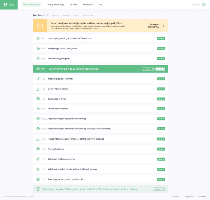 ALIS - permits list page