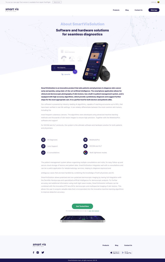 SmartVisSolution - products page