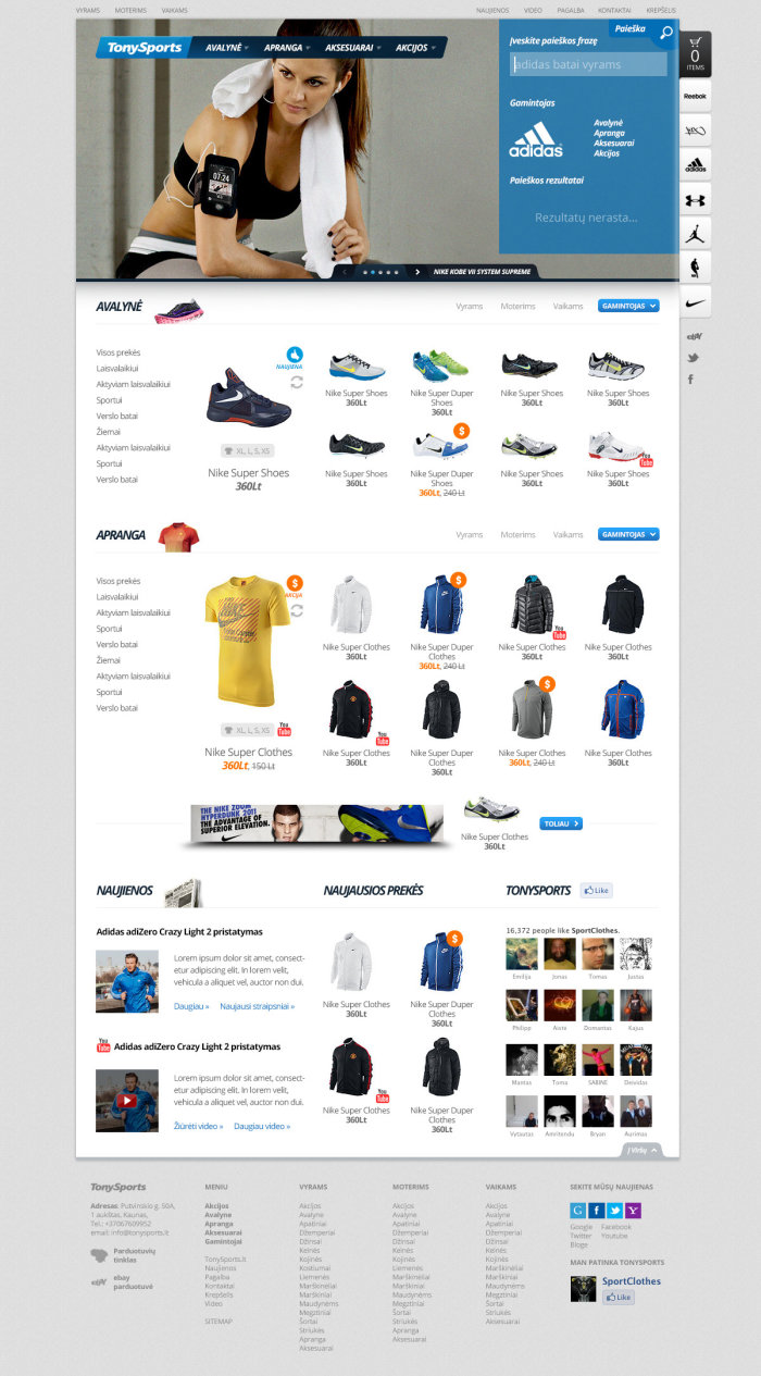 Tonysports - index page